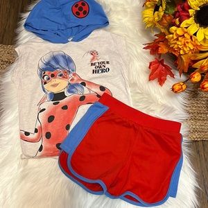 Miraculous lady bug outfit set in size 6x